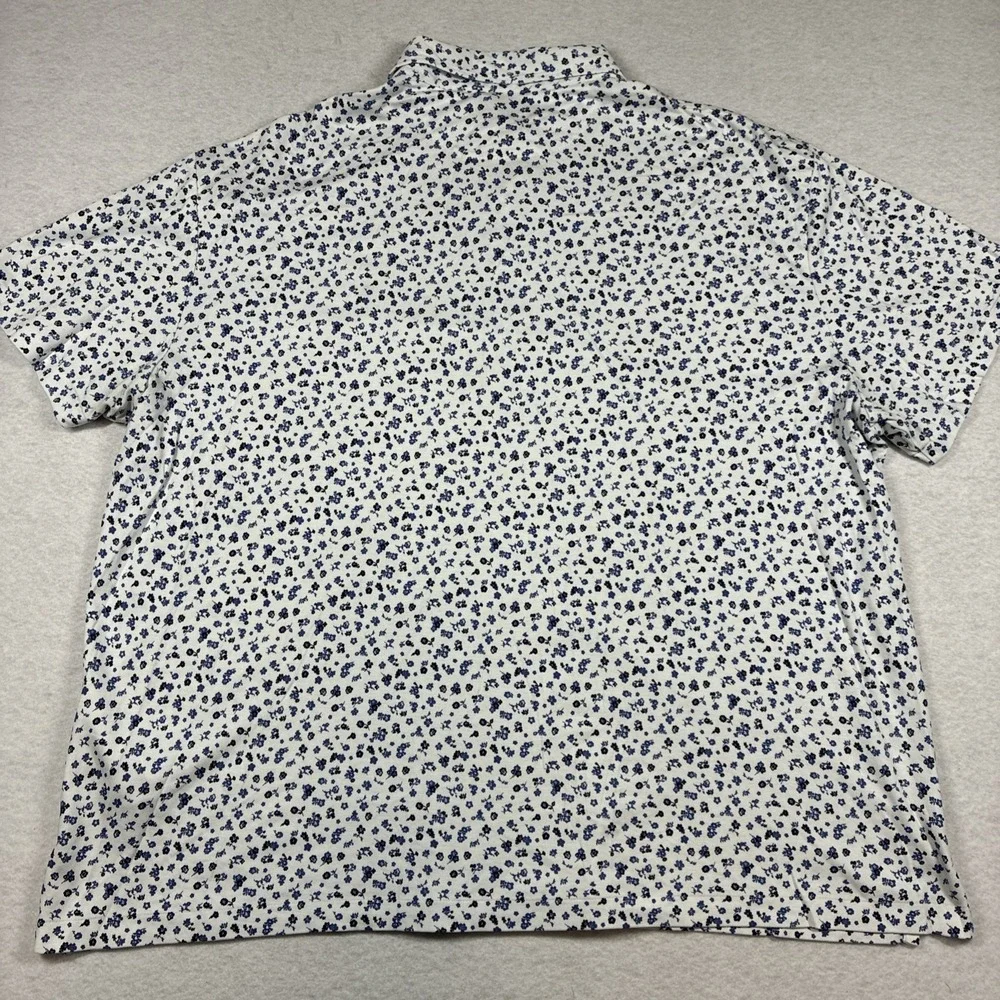 Polo Ralph Lauren Polo Shirt White Blue Floral Print Preppy Men 2XB Big Cotton